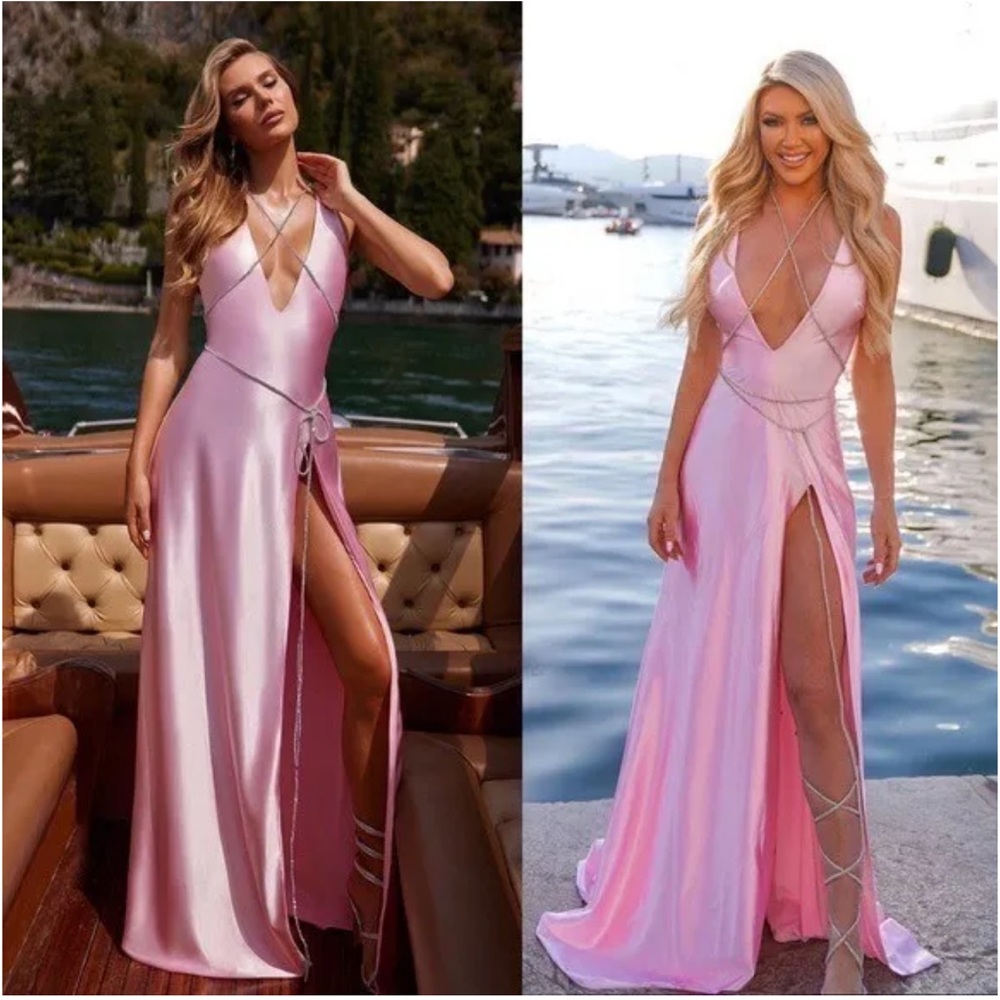 NWT Alamour the Label Candice Maxi Dress in Pink Dalida Collection Gown
